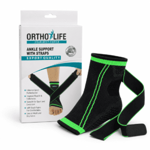 Ortho Life ankle support with straps side view available at Pak Care Surgicals
