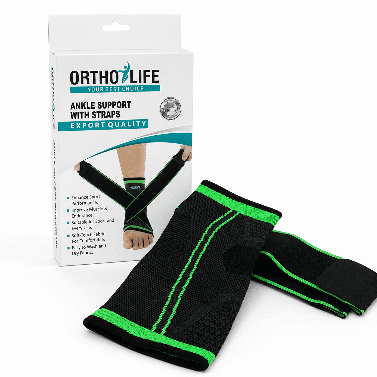 Ortho Life ankle support with straps product view available at Pak Care Surgicals