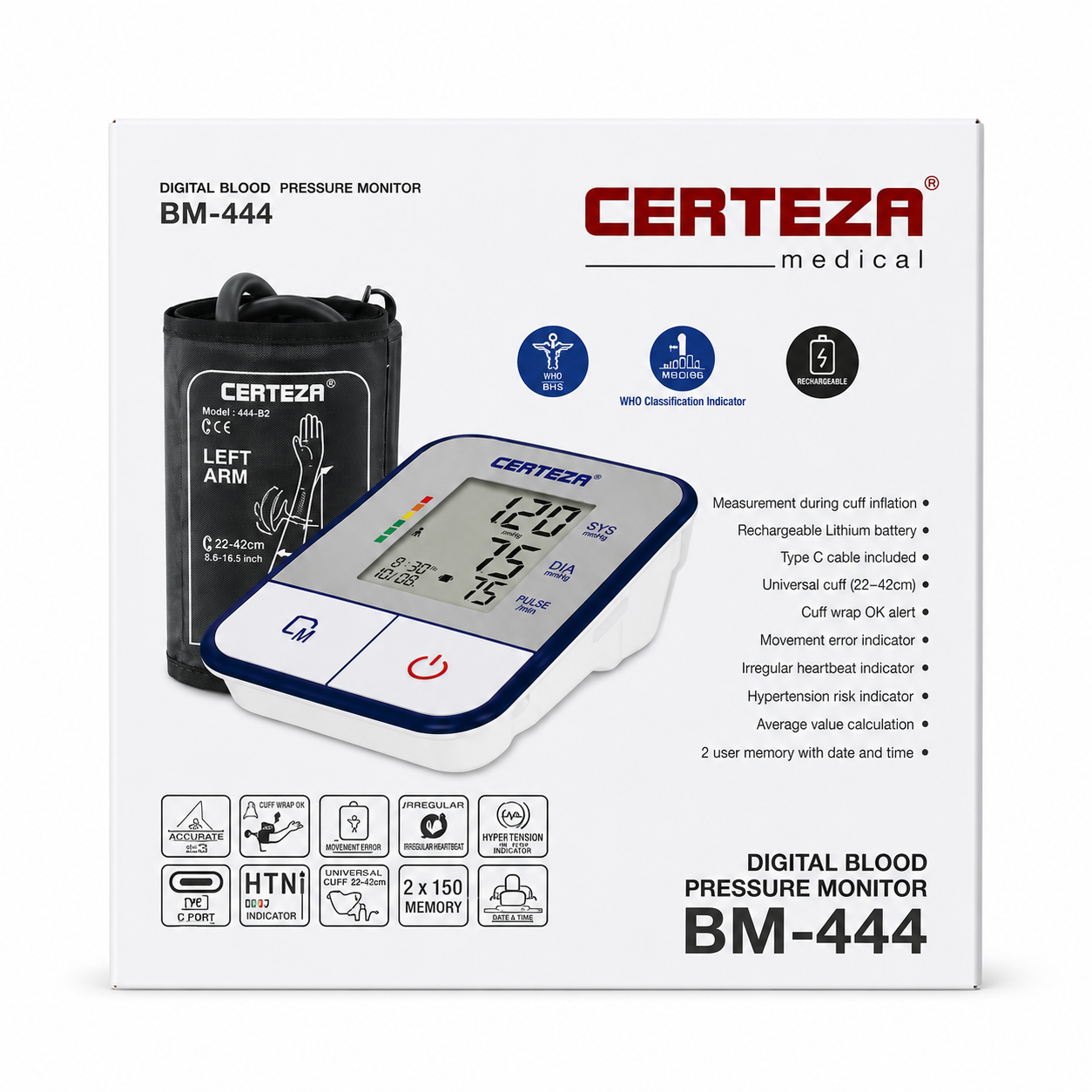 Certeza Digital Blood Pressure Monitor BM-444 front box image