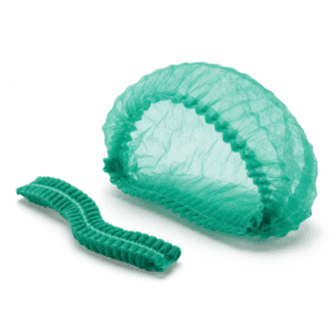 Green disposable bouffant cap front view available at Pak Care Surgicals