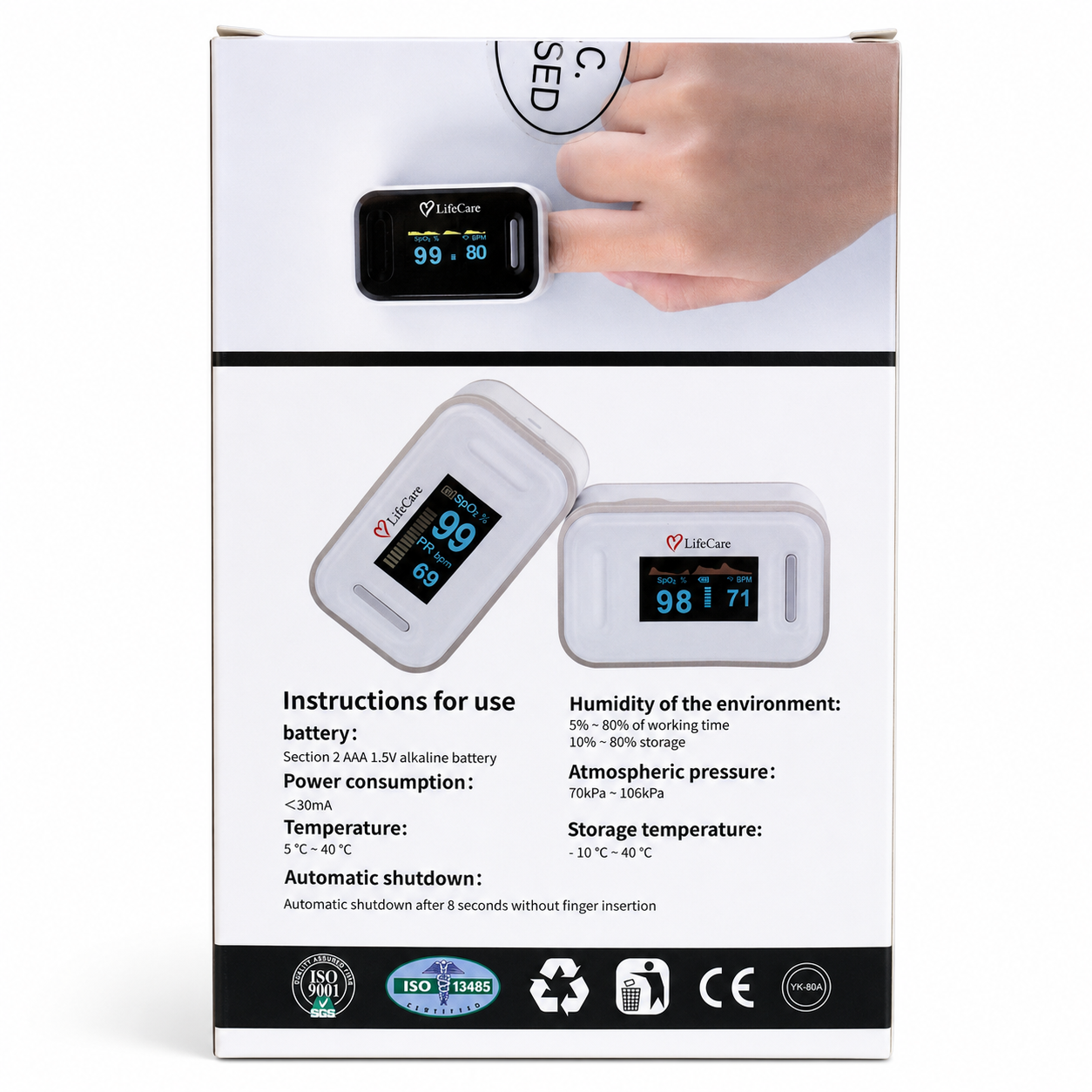 LifeCare Fingertip Pulse Oximeter features image