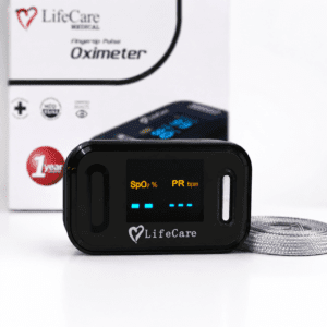 LifeCare fingertip pulse oximeter device with box