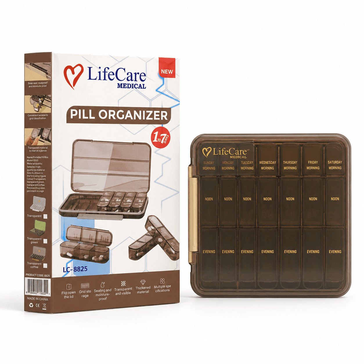 LifeCare pill organizer inside compartments available at Pak Care Surgicals