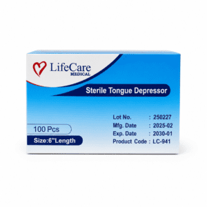 LifeCare sterile tongue depressor front pack available at Pak Care Surgicals