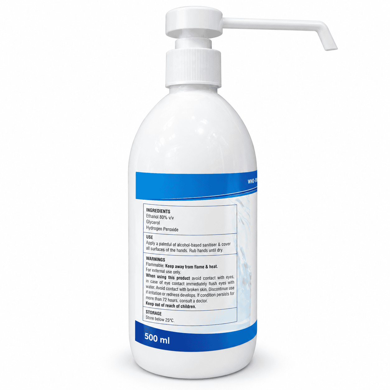 HiClean 500 ml hand sanitizing gel bottle, side view