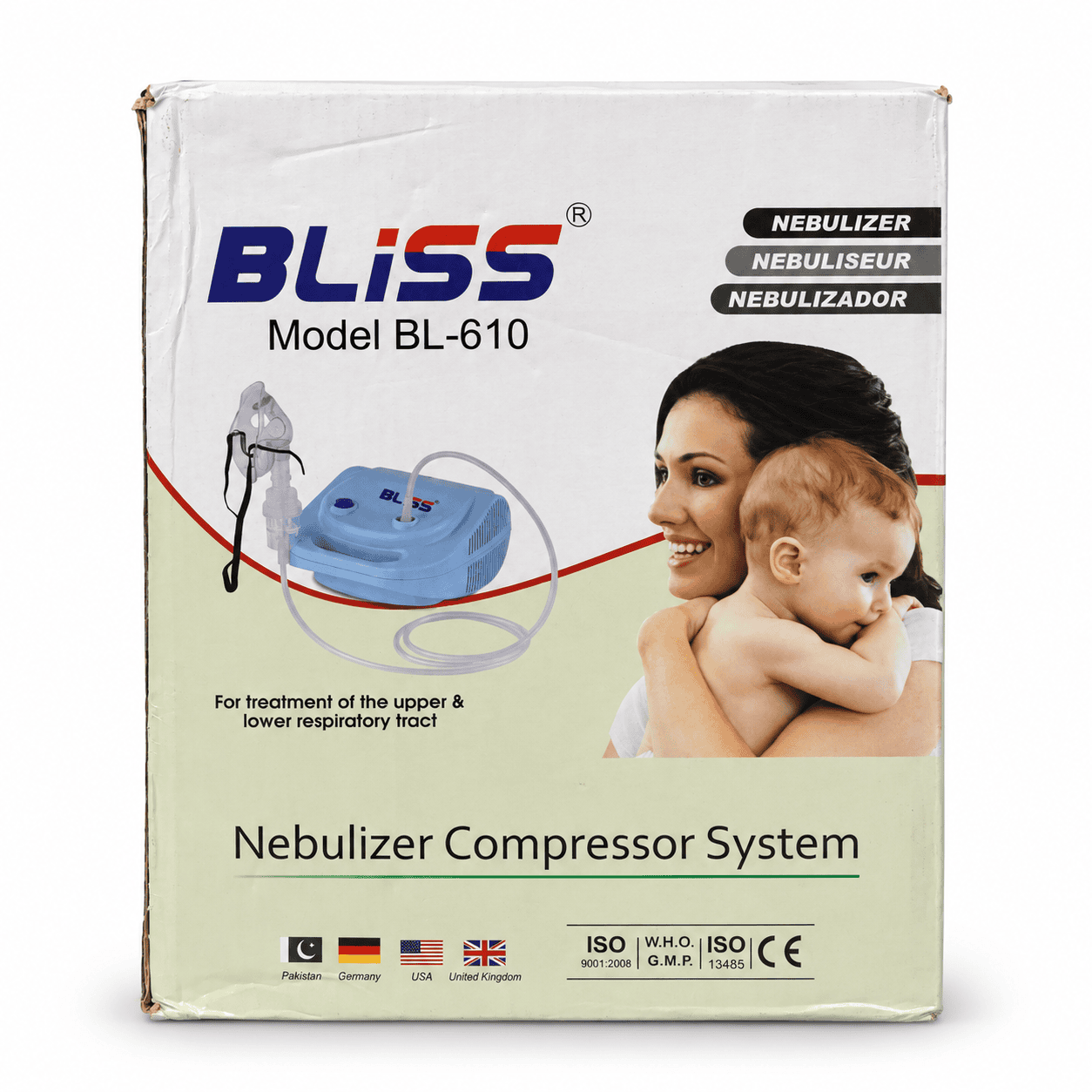 BLISS BL-610 compressor nebulizer front view