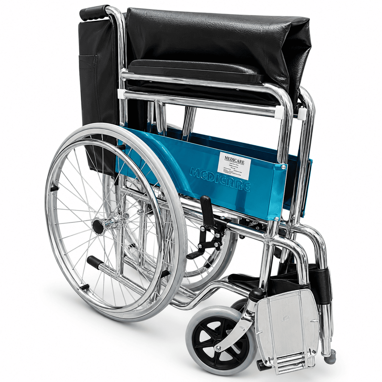 Medicare 809 folding wheelchair shown folded