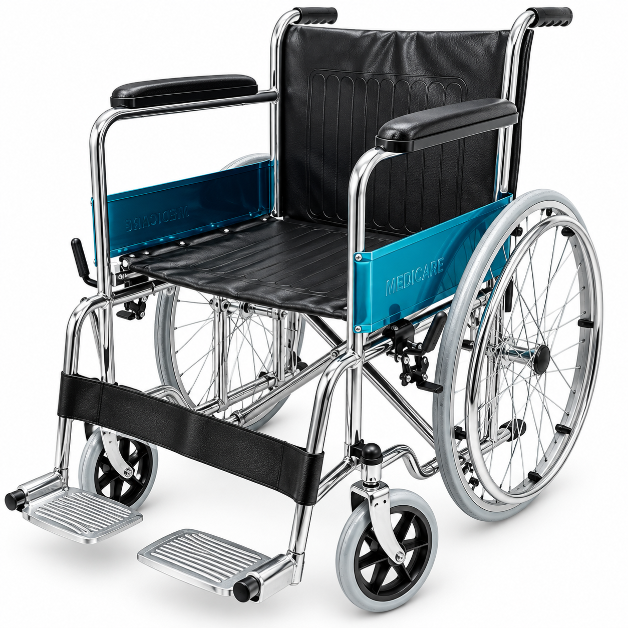 Medicare 809 folding wheelchair, side view