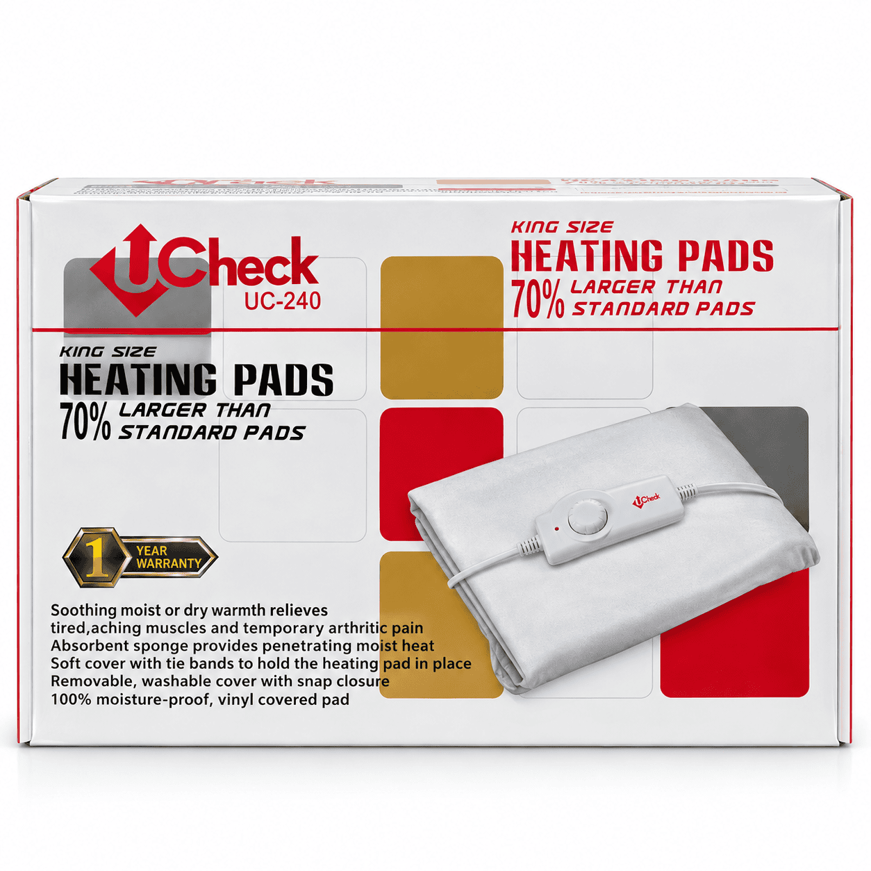 UCheck UC-240 heating pad box front