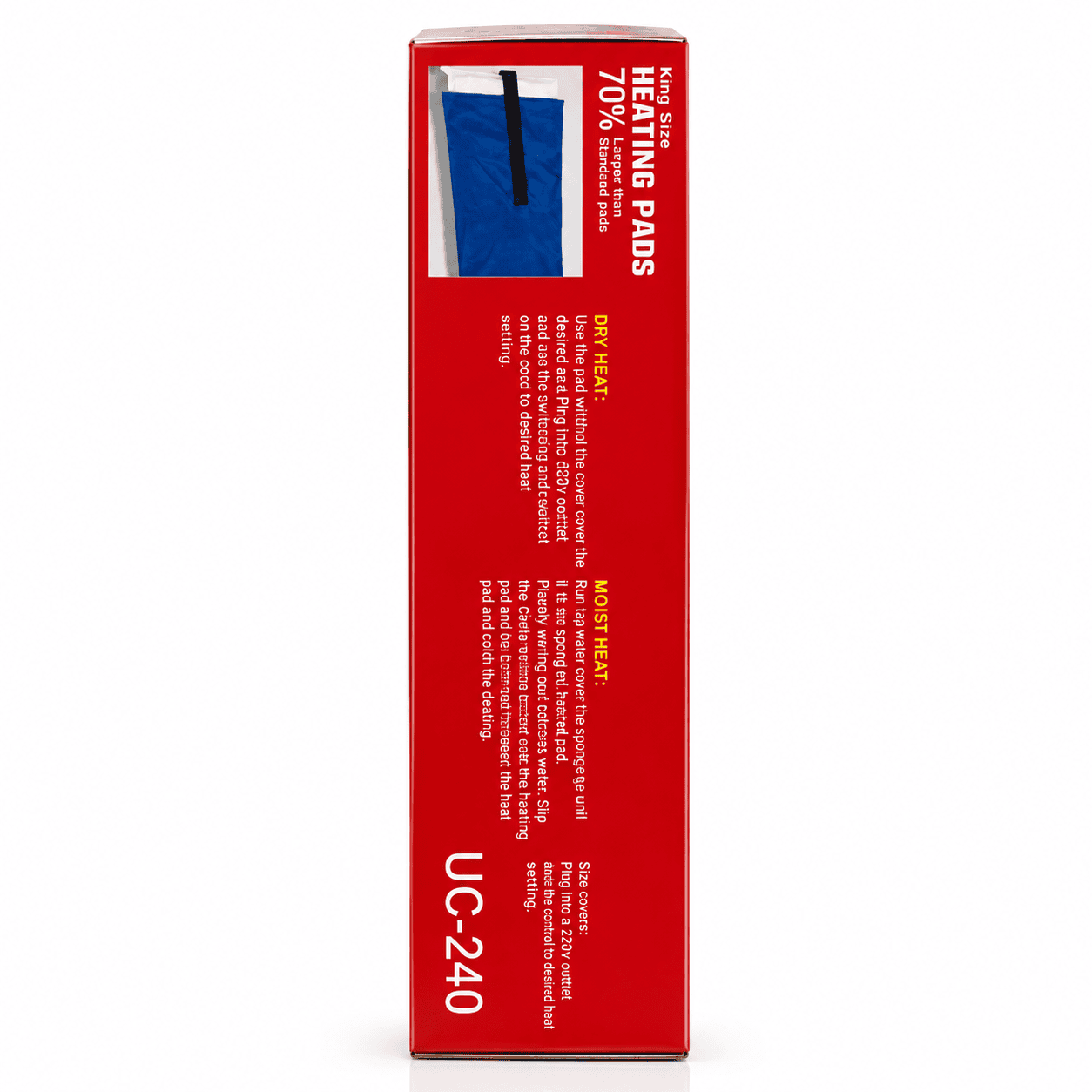 UCheck UC-240 heating pad box side view